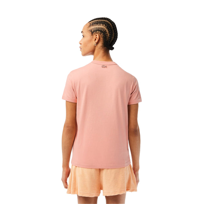 Pink - Pack Shot - Lacoste Womens-Ladies Organic Cotton Jersey Slim T-Shirt