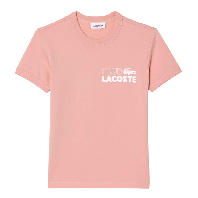 Pink - Front - Lacoste Womens-Ladies Organic Cotton Jersey Slim T-Shirt