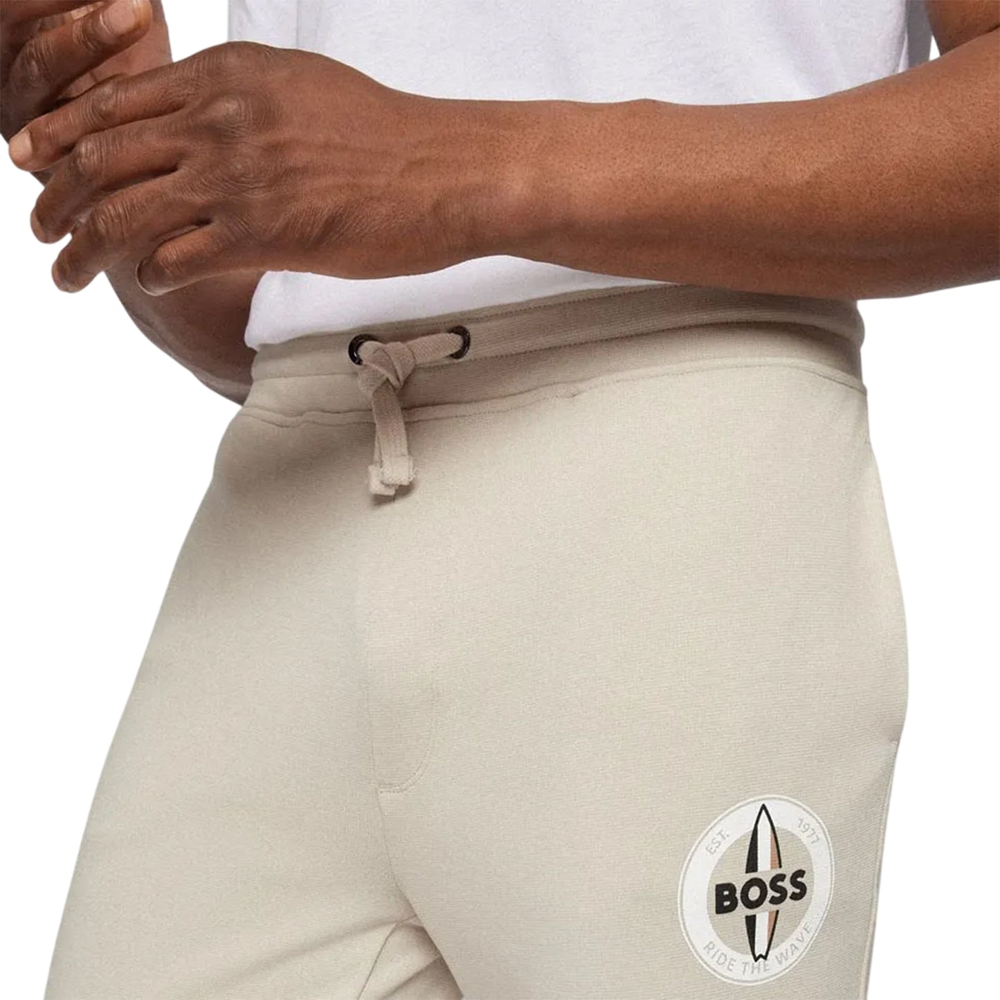 Beige - Side - Boss Mens Javan Tracksuit Bottoms