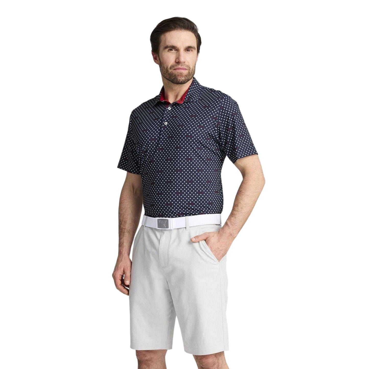 Dark Navy-White - Side - Puma Mens Burgh Performance Polo Shirt