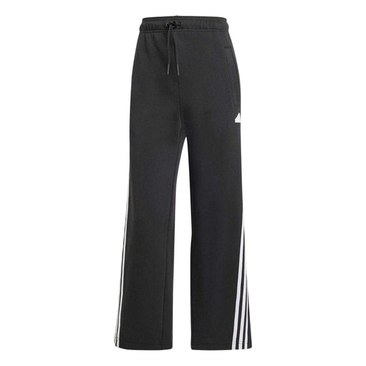 Black-White - Front - Adidas Womens-Ladies Future Icons Cotton Blend 3 Stripes Joggers