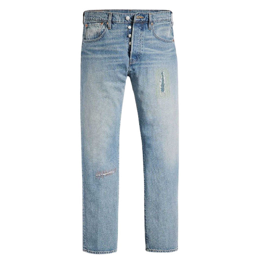 Blue - Front - Levis Mens Distressed Mid Rise Straight Leg Jeans