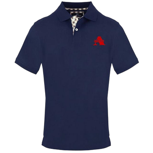 Navy - Front - Aquascutum Mens Woven Embroidered Polo Shirt