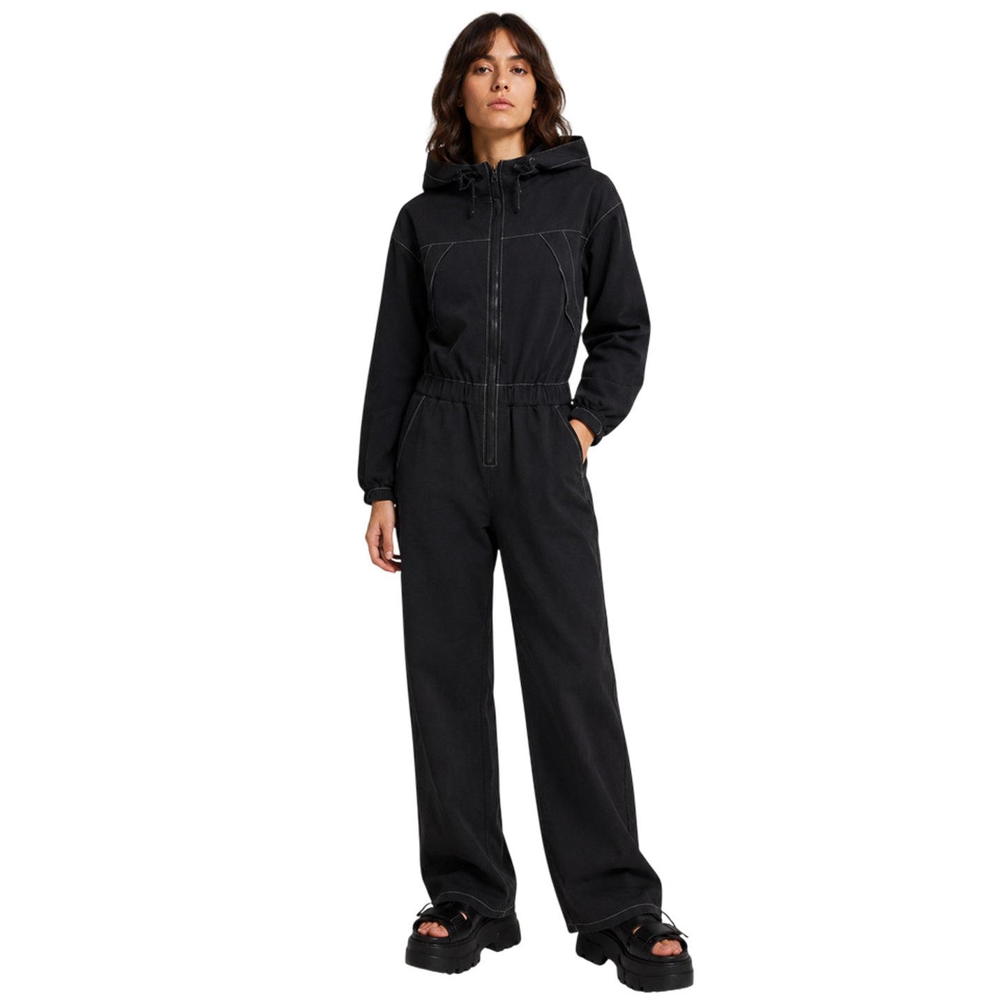 Black - Lifestyle - Timberland Womens-Ladies Veneda Hooded Long-Sleeved Jumpsuit