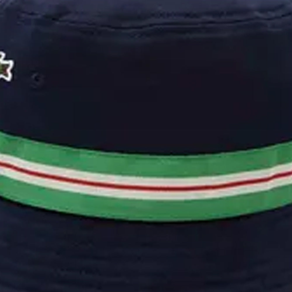 Blue - Side - Lacoste Unisex Adult Stripe Logo Bucket Hat