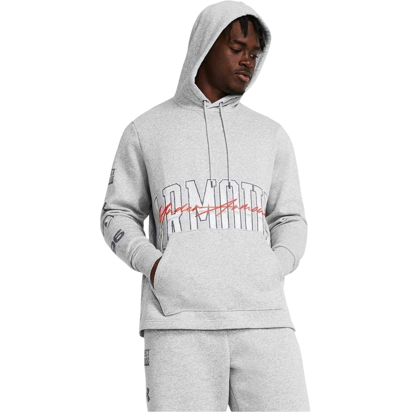 Frost Gray - Lifestyle - Under Armour Mens Essential Sleeve Print Hoodie