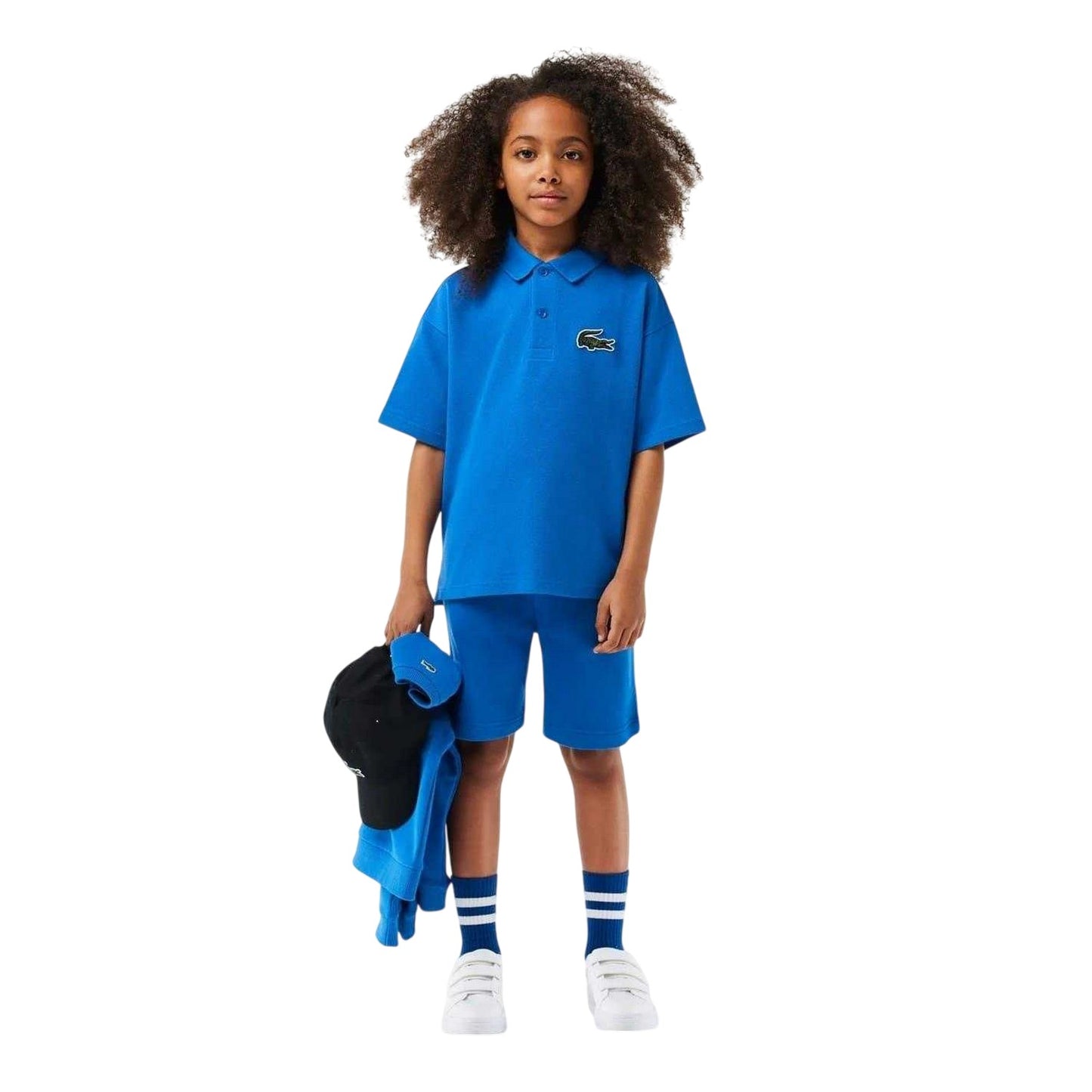 Blue - Back - Lacoste Childrens-Kids Logo Relaxed Fit Short-Sleeved Polo Shirt
