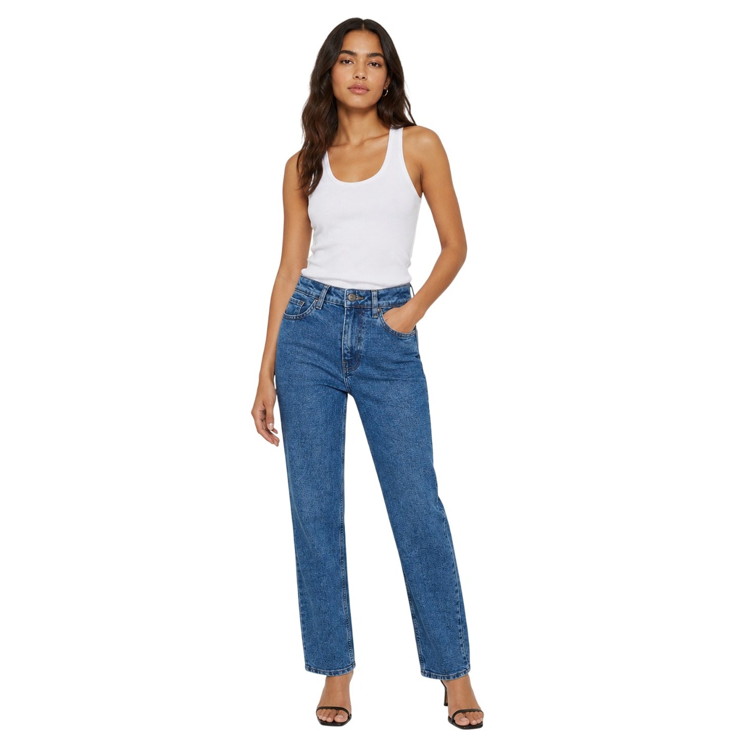 Denim Blue - Side - Noisy May Womens-Ladies High Waist Mom Jeans