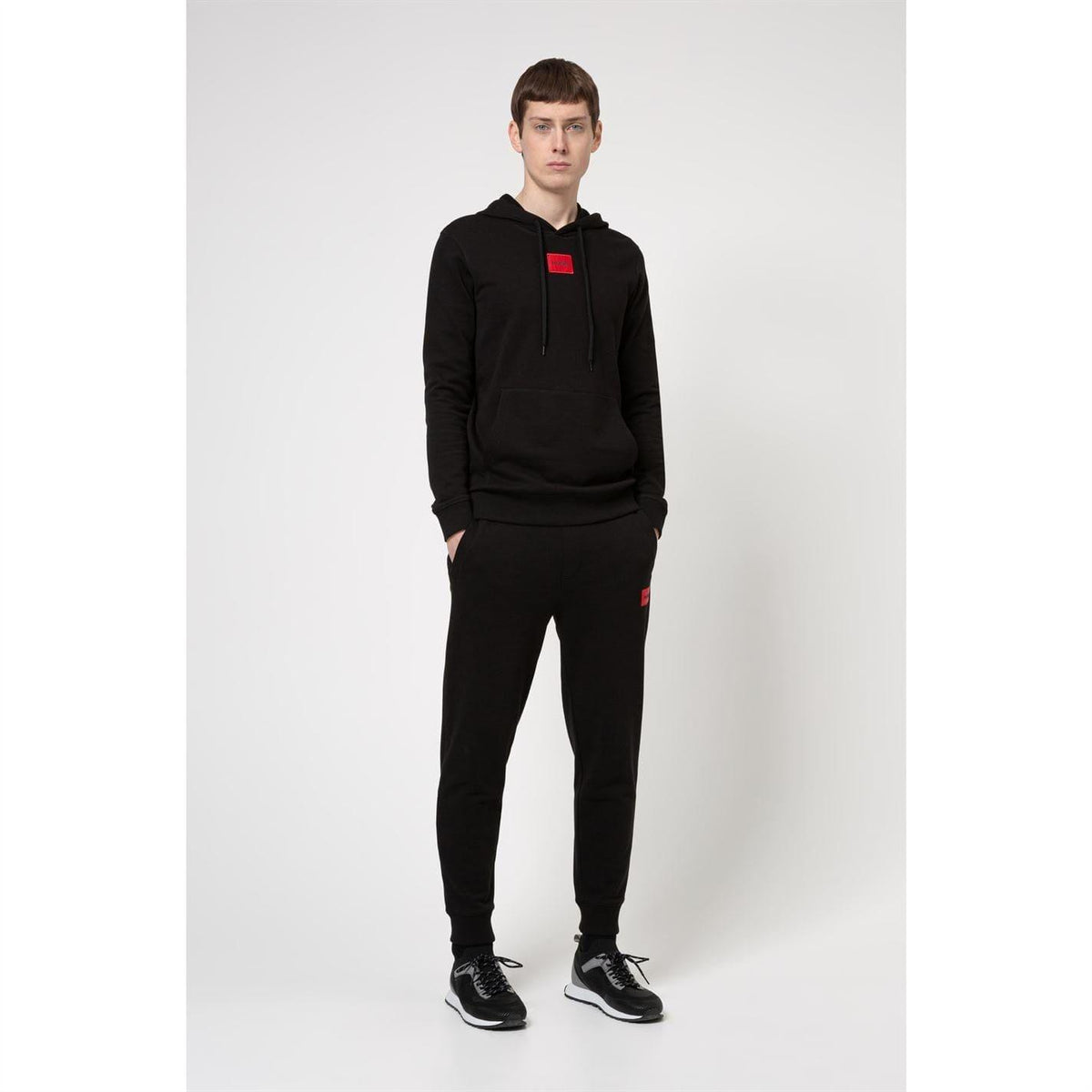 Black - Lifestyle - Hugo Mens Cotton Blend Pullover Hoodie