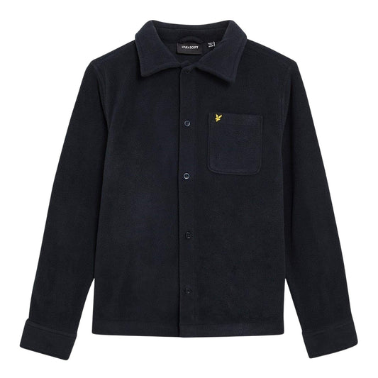Dark Navy - Front - Lyle & Scott Childrens-Kids Polar Fleece Pocket Overshirt
