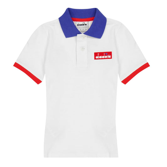 White-Blue-Red - Front - Diadora Childrens-Kids Logo Collared Polo Shirt