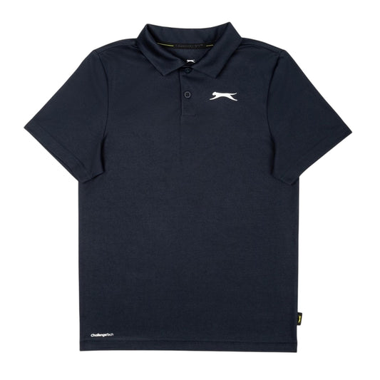 Navy - Front - Slazenger Childrens-Kids Solid Logo Short-Sleeved Polo Shirt