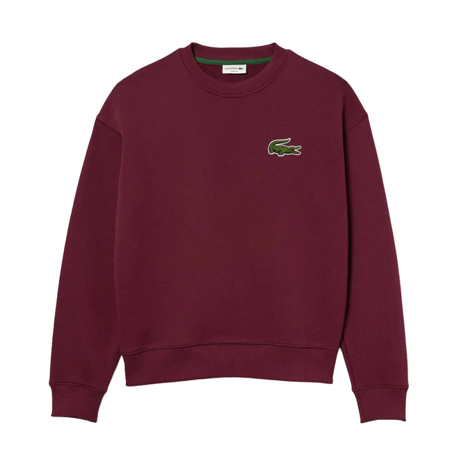 Burgundy - Front - Lacoste Mens Fleece Loose Fit Sweatshirt