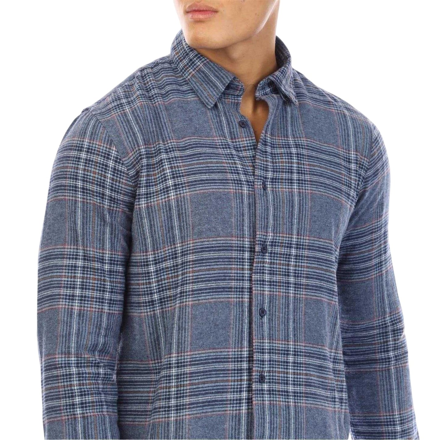 Blue - Side - Peter Werth Mens Plaid Long-Sleeved Shirt