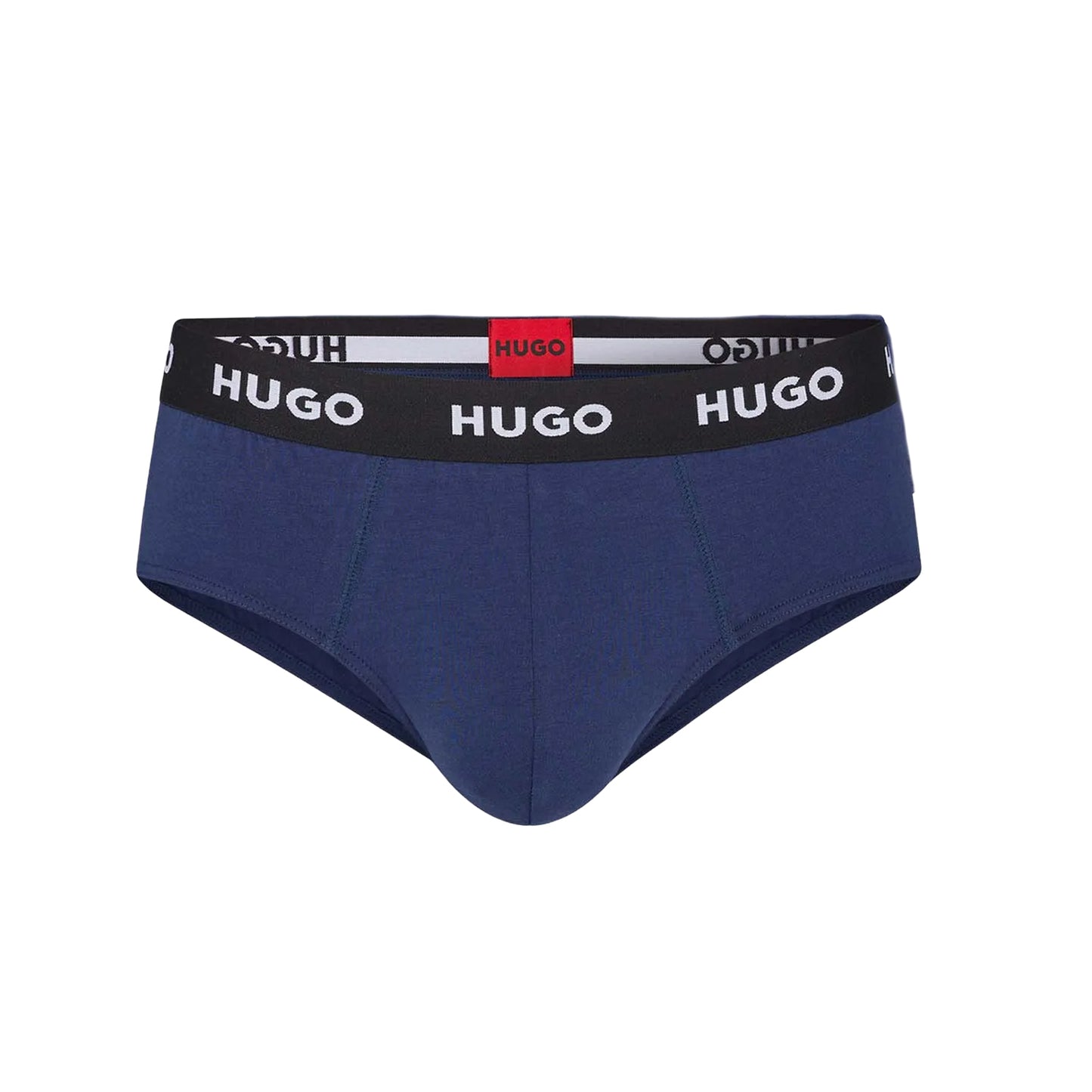 Navy - Back - Hugo Mens Flat Locked Seams Briefs (Pack of 3)