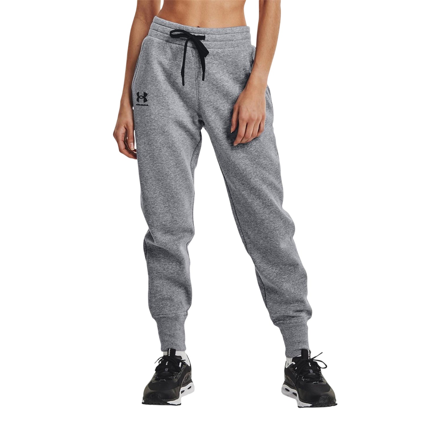 Steel Heather - Side - Under Armour Womens-Ladies Rival Tapered Jogging Bottoms