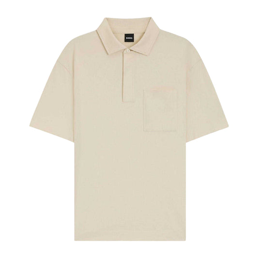 White - Front - Boss Mens Payto 18 Relaxed Fit Polo Shirt