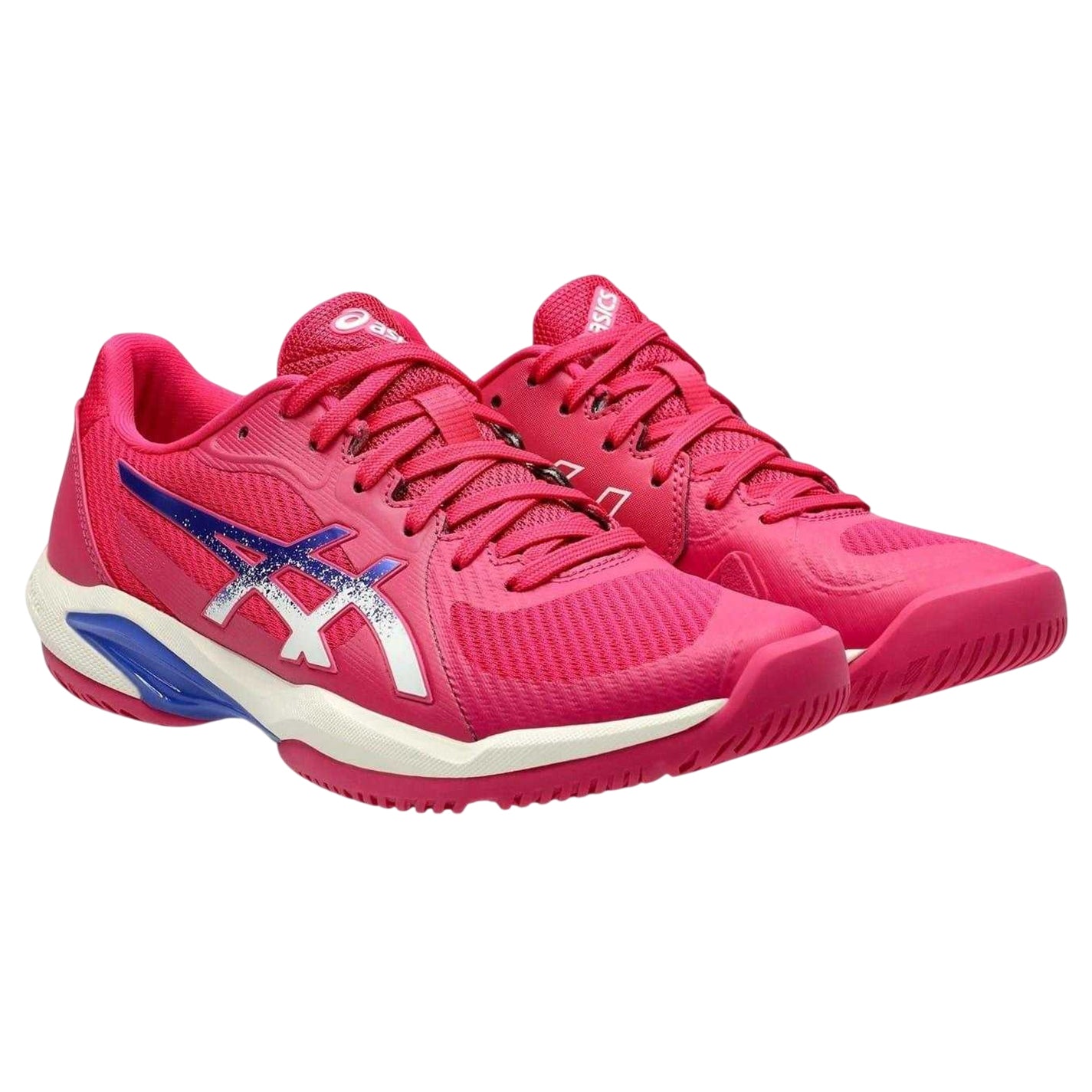 Bright Rose-Dark Cobalt - Pack Shot - Asics Womens-Ladies Solution Swift FF 2 Low Cut Tennis Shoes