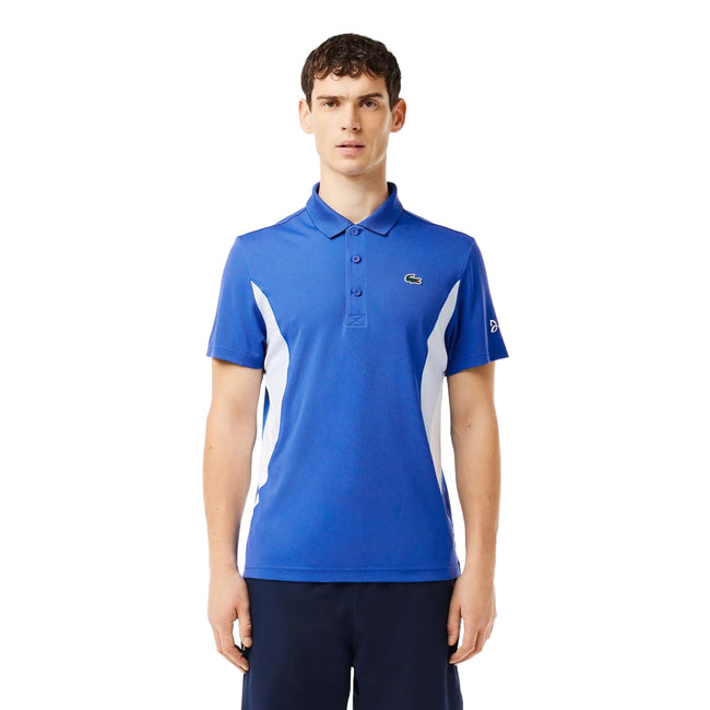 Blue - Side - Lacoste Mens Novak Djokovic Fan Regular Tennis Polo Shirt