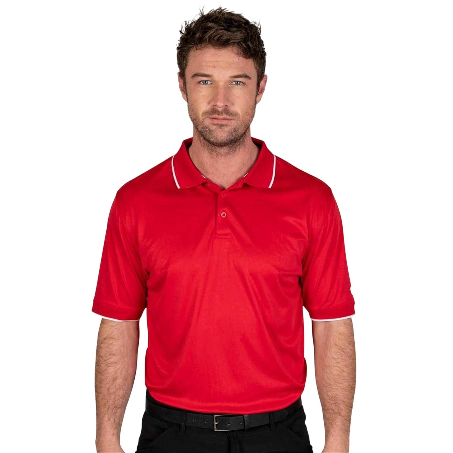 Red - Lifestyle - Island Green Mens Performance Golf Polo Shirt