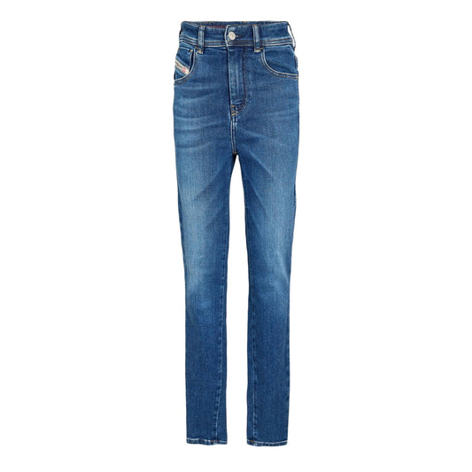Blue Denim - Front - Diesel Womens-Ladies High Rise Straight Leg Jeans