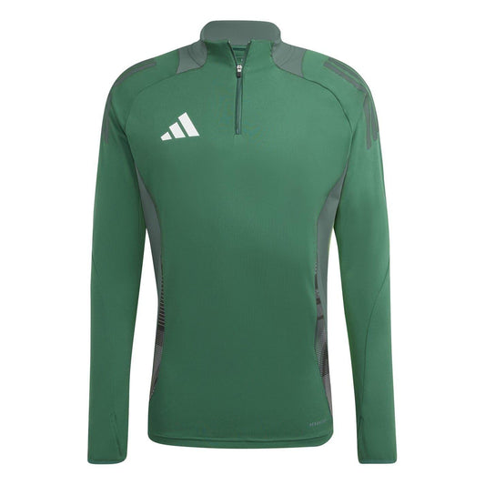 Dark Green - Front - Adidas Mens Half Zip Long-Sleeved Jersey