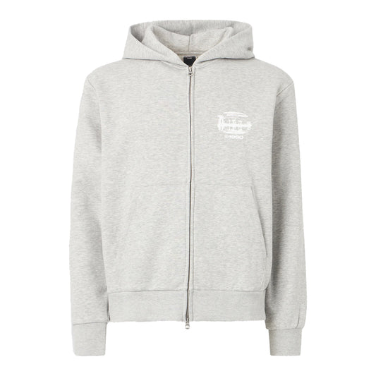 Grey - Front - Jack And Jones Mens Prime Graphic Print Regular Full Zip Hoodie