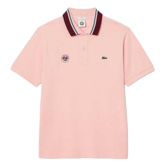 Pink - Front - Lacoste Mens Roland Garros Side Slits Relaxed Fit Short-Sleeved Polo Shirt