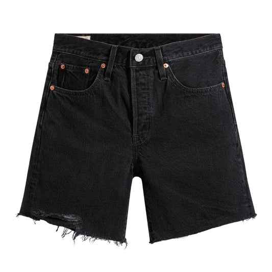 Black - Front - Levis Womens-Ladies 501 Mid Thigh Shorts