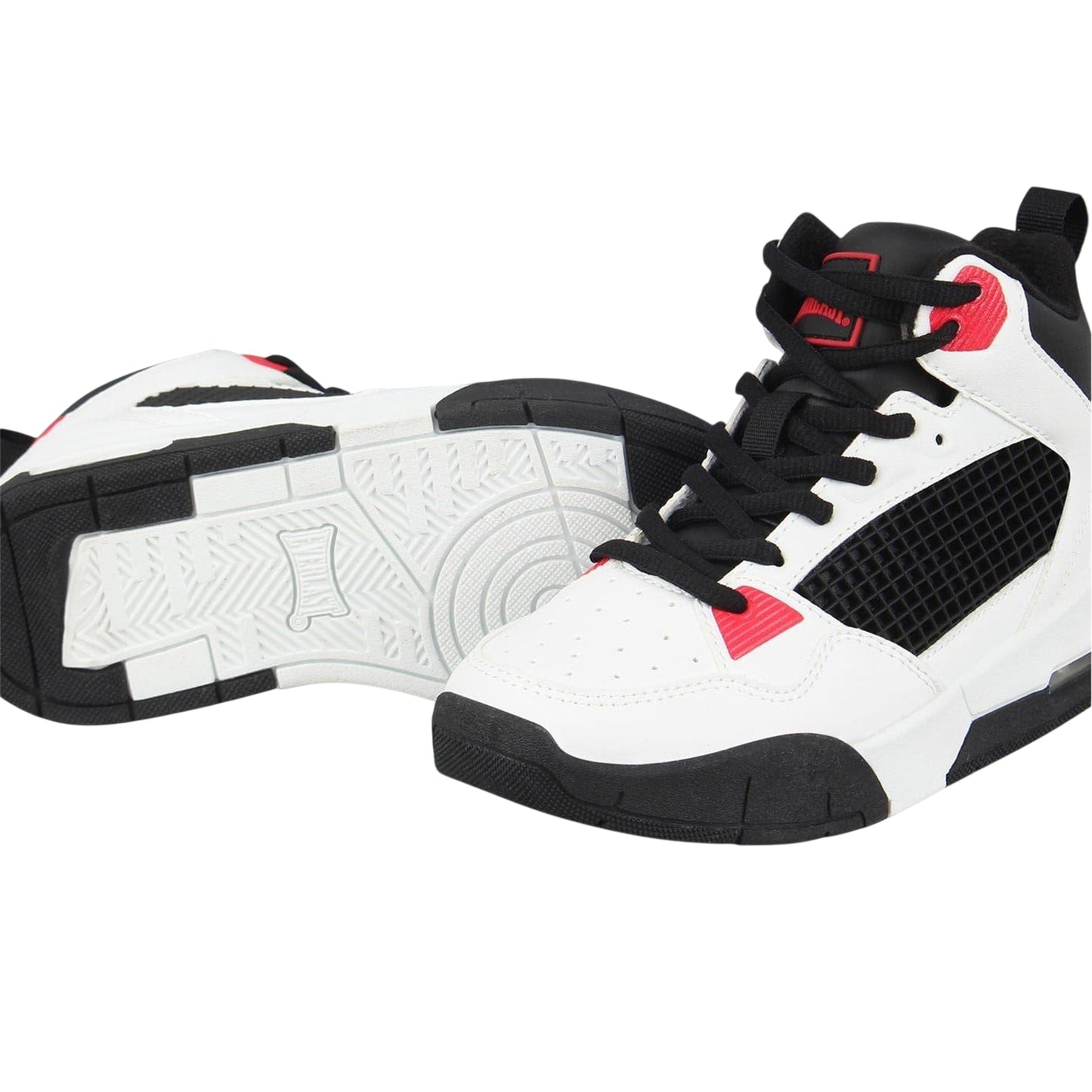 White-Black-Red - Lifestyle - Everlast Mens Layup Canvas High Top Trainers