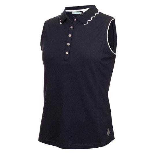 Navy - Front - Calvin Klein Womens-Ladies Green Lamb Nadia Sleeveless Polo Shirt