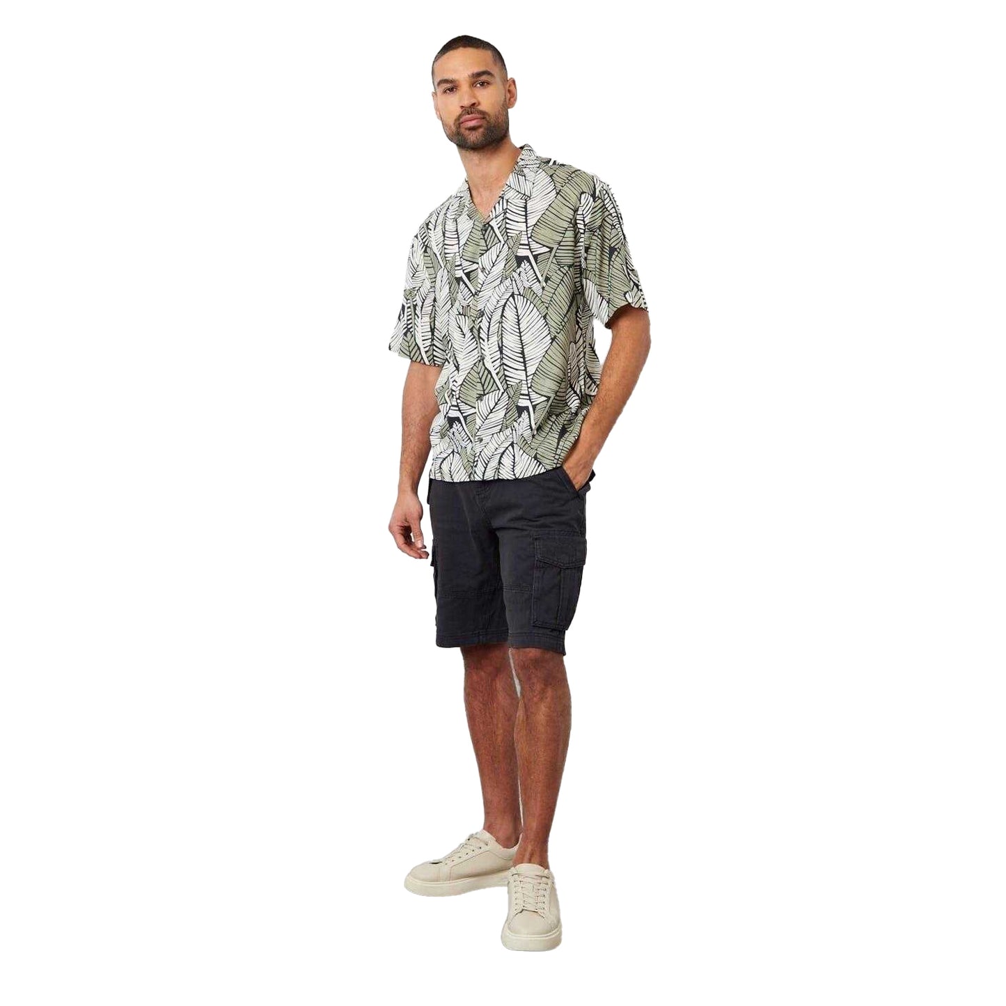 Black - Lifestyle - Threadbare Mens Leaf Print Relaxed Fit Shirt