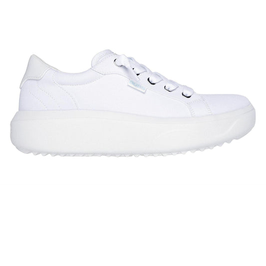 White - Front - Skechers Womens-Ladies Popupsmax Canvas Platform Trainers