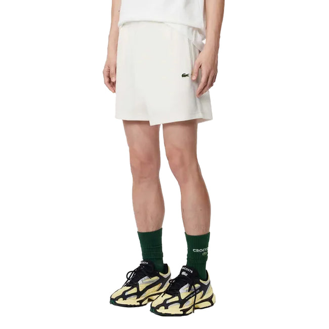 Cream - Side - Lacoste Mens Paris Terrycloth Knitted Regular Shorts