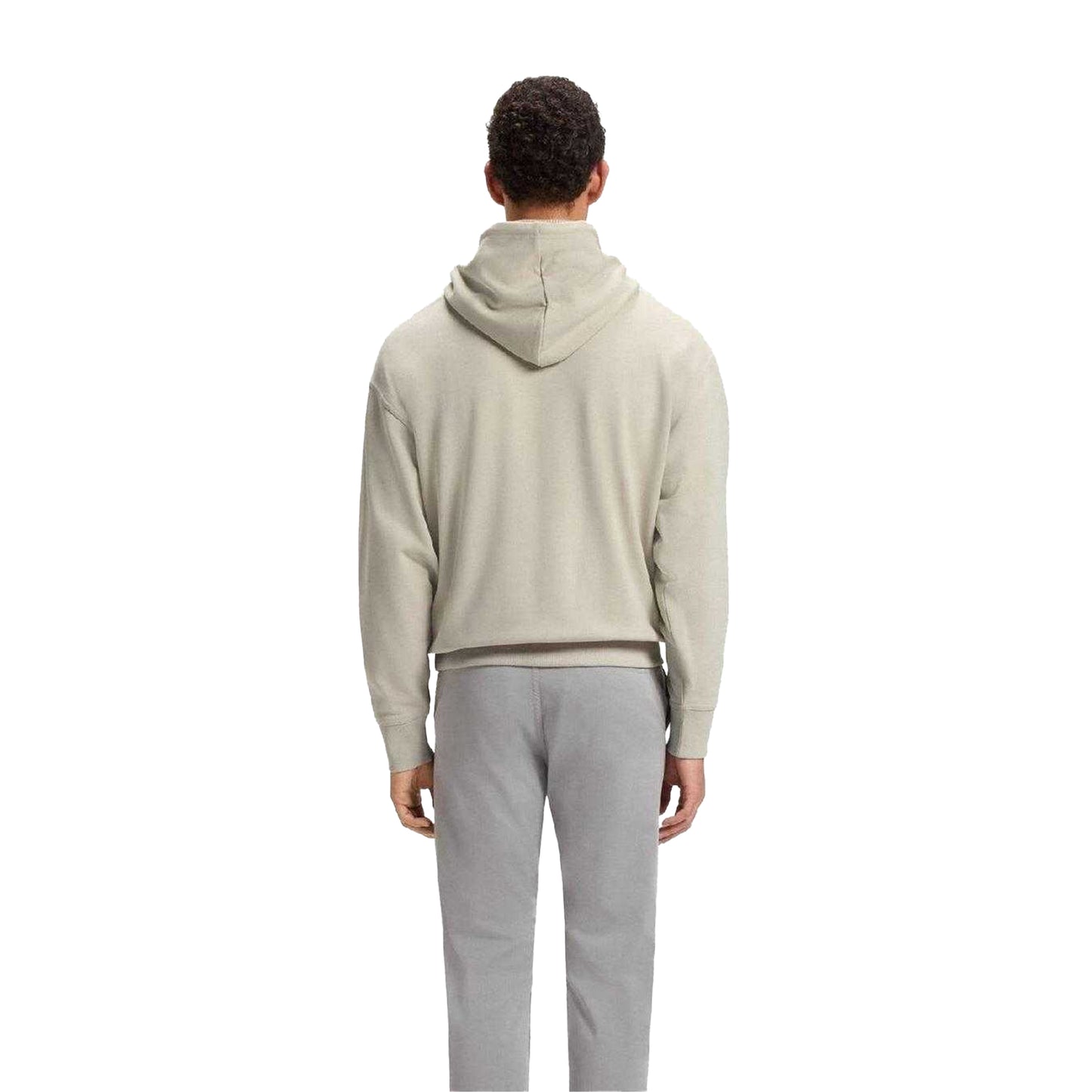 Beige - Lifestyle - Boss Mens Cotton Regular Long-Sleeved Pullover Hoodie