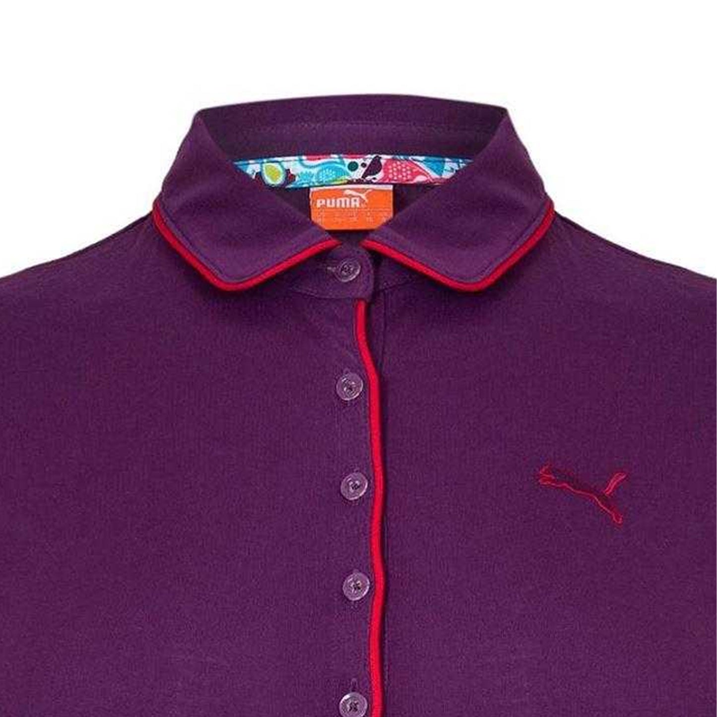 Purple - Side - Puma Womens-Ladies Novelty Mesh Sleeve Golf Polo Shirt