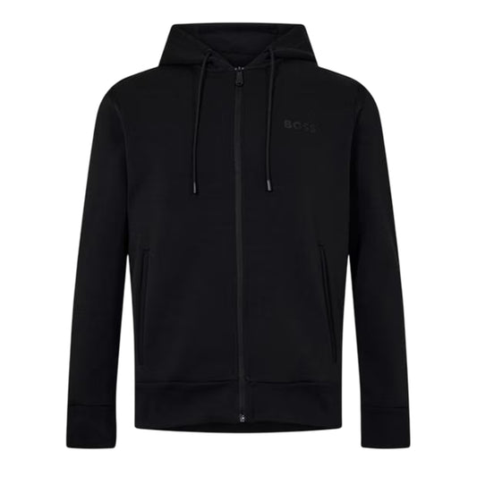 Black - Front - Boss Mens Saggy Tape X Full Zip Hoodie