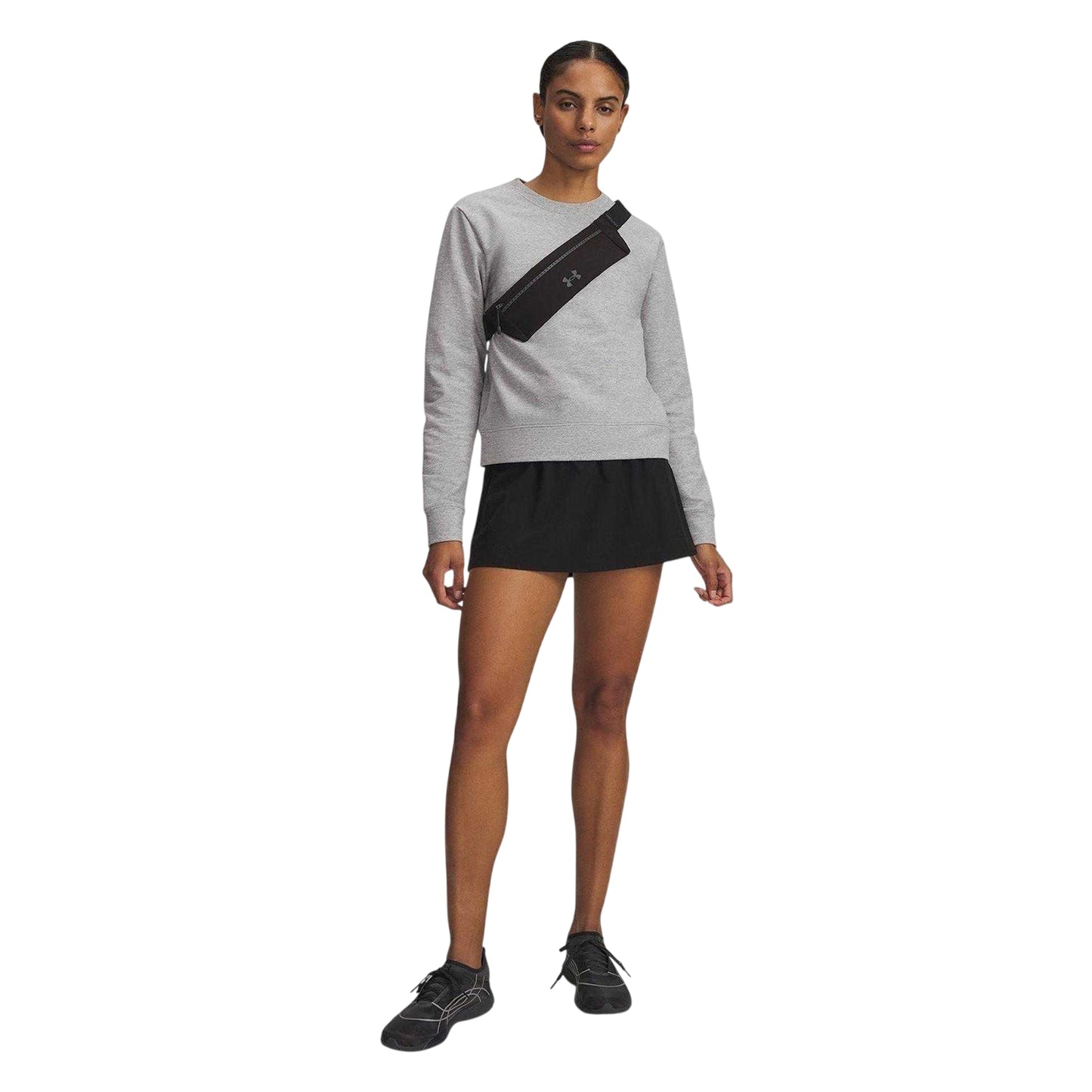 Black-Grey - Side - Under Armour Womens-Ladies Performance Woven Side Pocket Skort