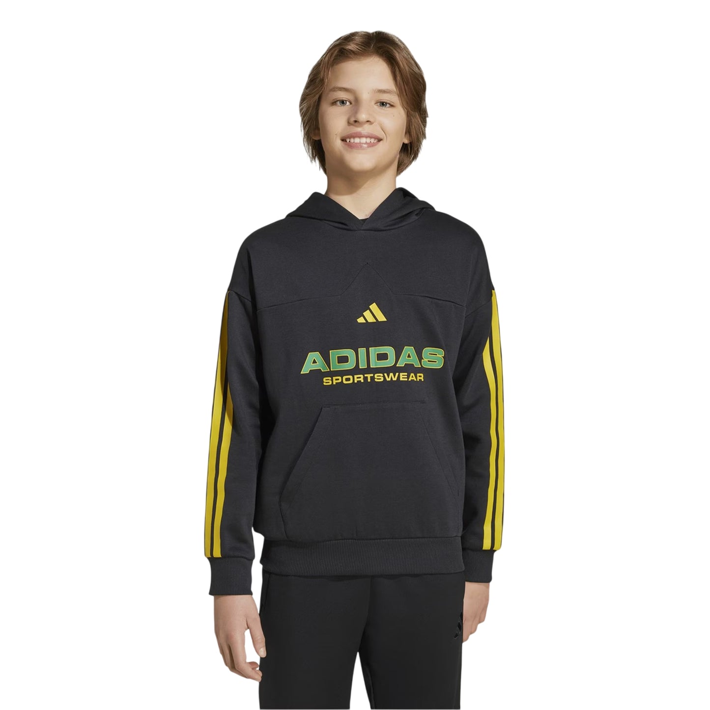 Black - Side - Adidas Childrens-Kids House Of Tiro Fleece Hoodie