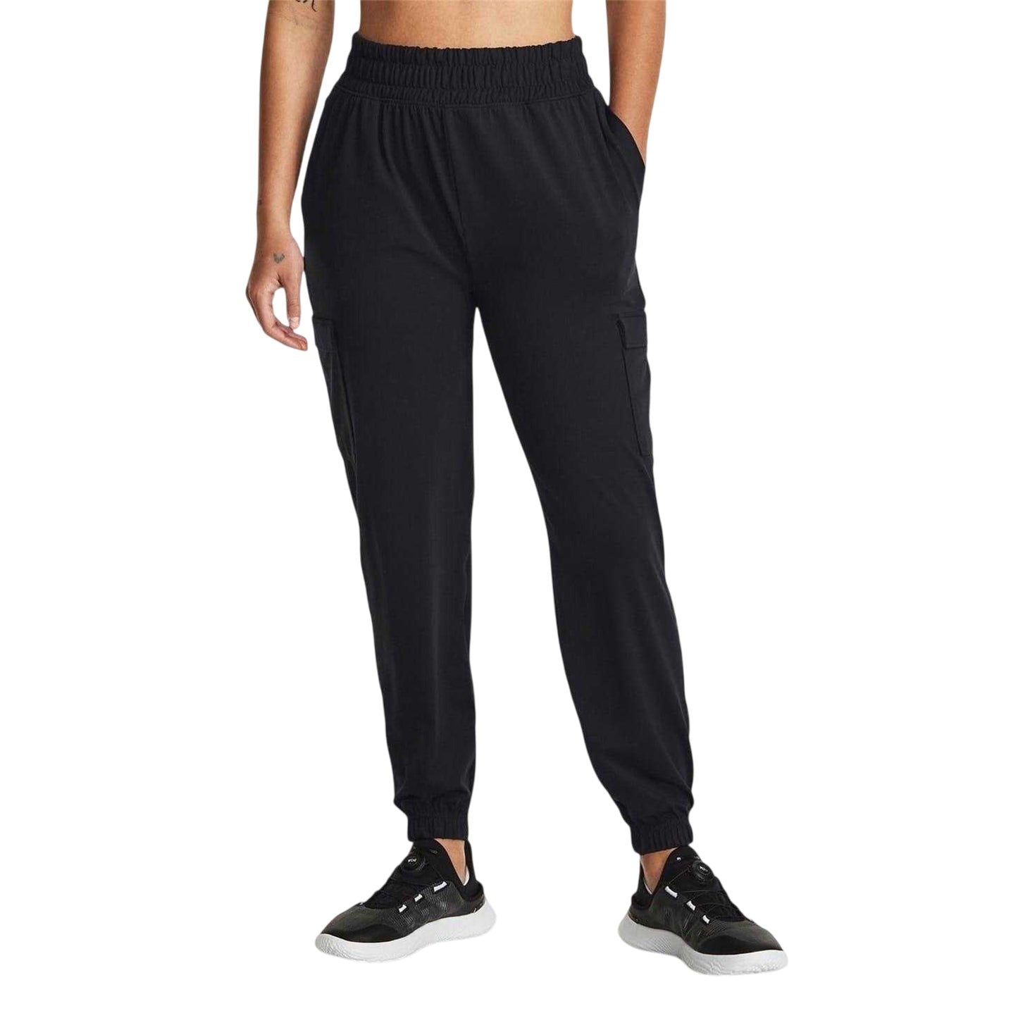 Black - Side - Under Armour Womens-Ladies Cargo Joggers