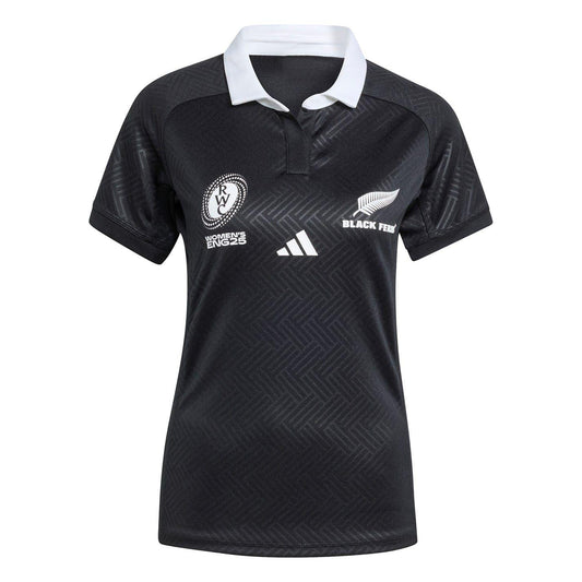 All Black - Front - Adidas Womens-Ladies Black Ferns 2025 Rugby Shirt