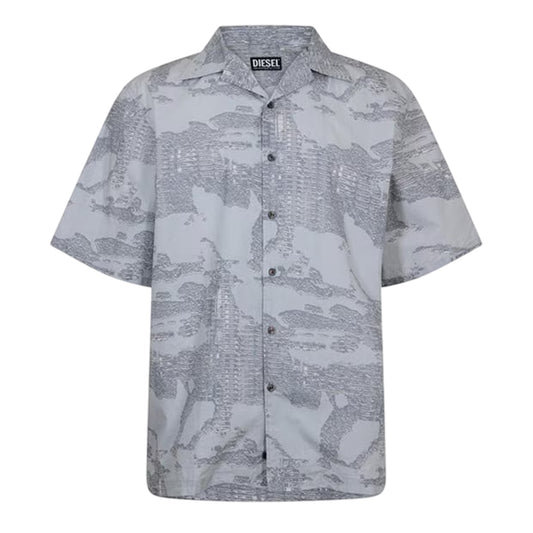 Grey - Front - Diesel Mens Frank Collared Shirt