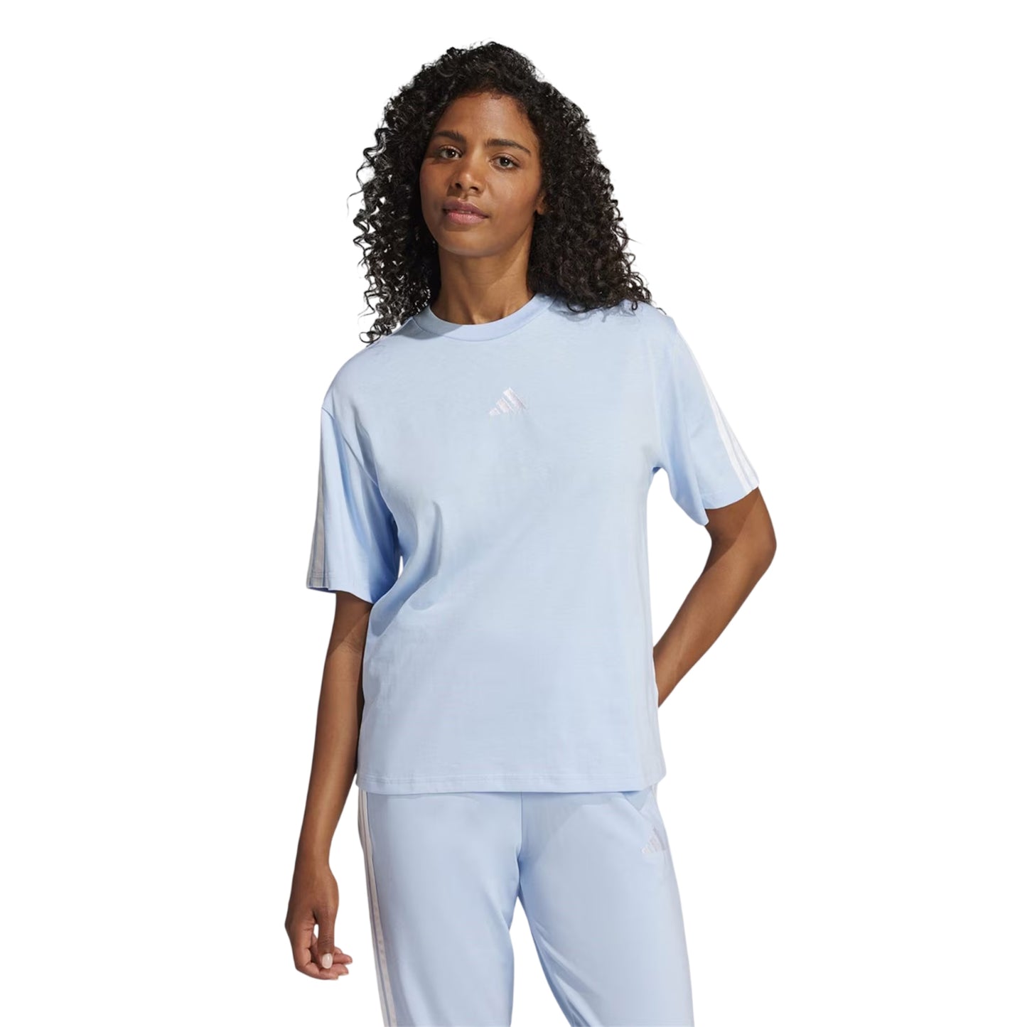 Glow - Side - Adidas Womens-Ladies Essentials 3 Stripes T-Shirt
