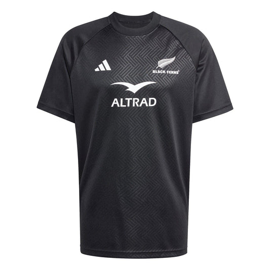 All Black - Front - Adidas Mens Black Ferns 2025 Crest Rugby Shirt