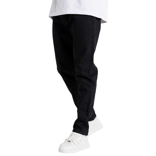 Black - Front - SikSilk Mens St Jean Denim Floral Embroidery Regular Jeans