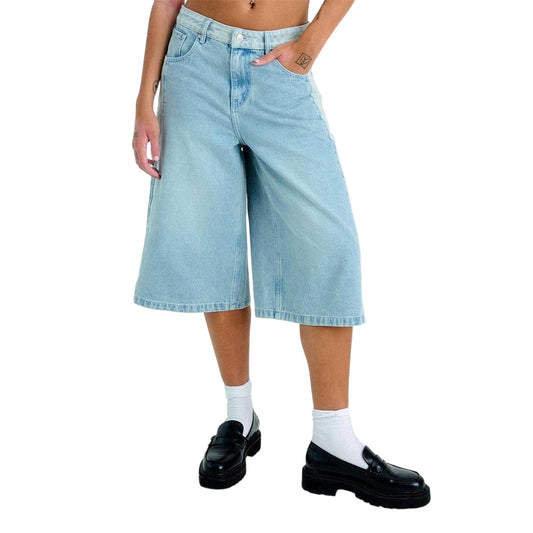 Light Blue - Front - The Ragged Priest Womens-Ladies Highway Wide Leg 3-4 Shorts