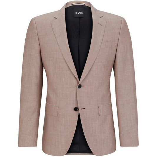Pink - Front - Boss Mens Patterned Single-Breasted Blazer