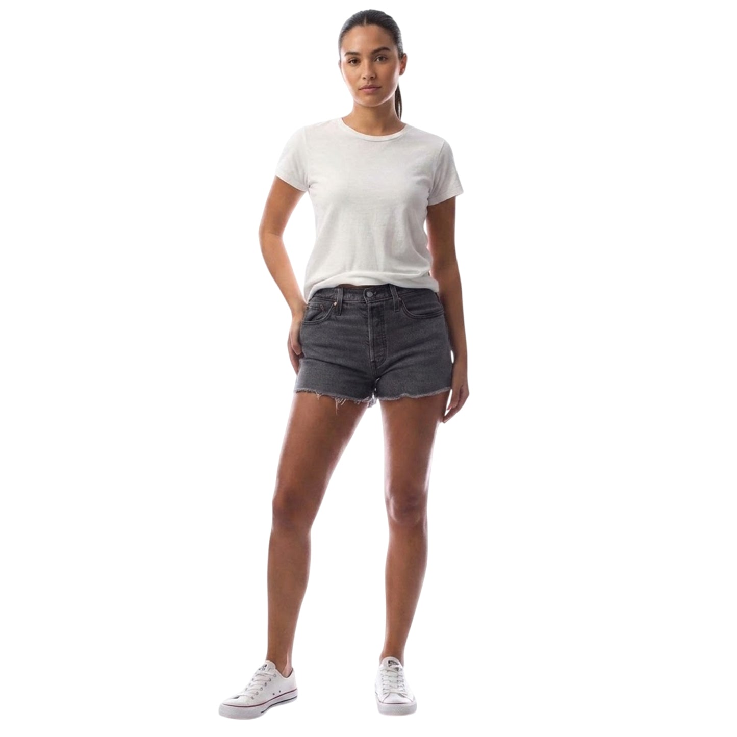Charcoal Grey - Side - Levis Womens-Ladies 501 Original Jean Shorts