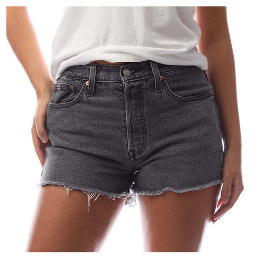 Charcoal Grey - Front - Levis Womens-Ladies 501 Original Jean Shorts