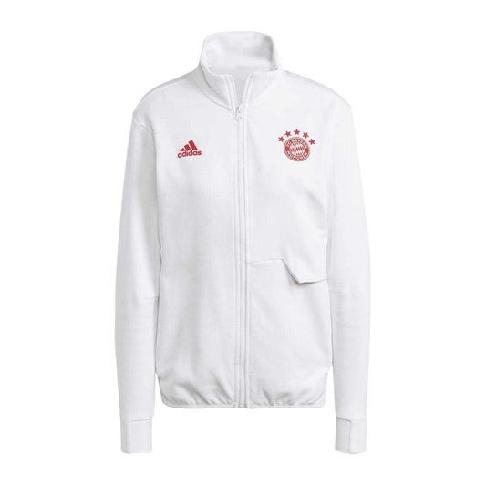 White - Front - Adidas Womens-Ladies FC Bayern Munich Anthem Jacket